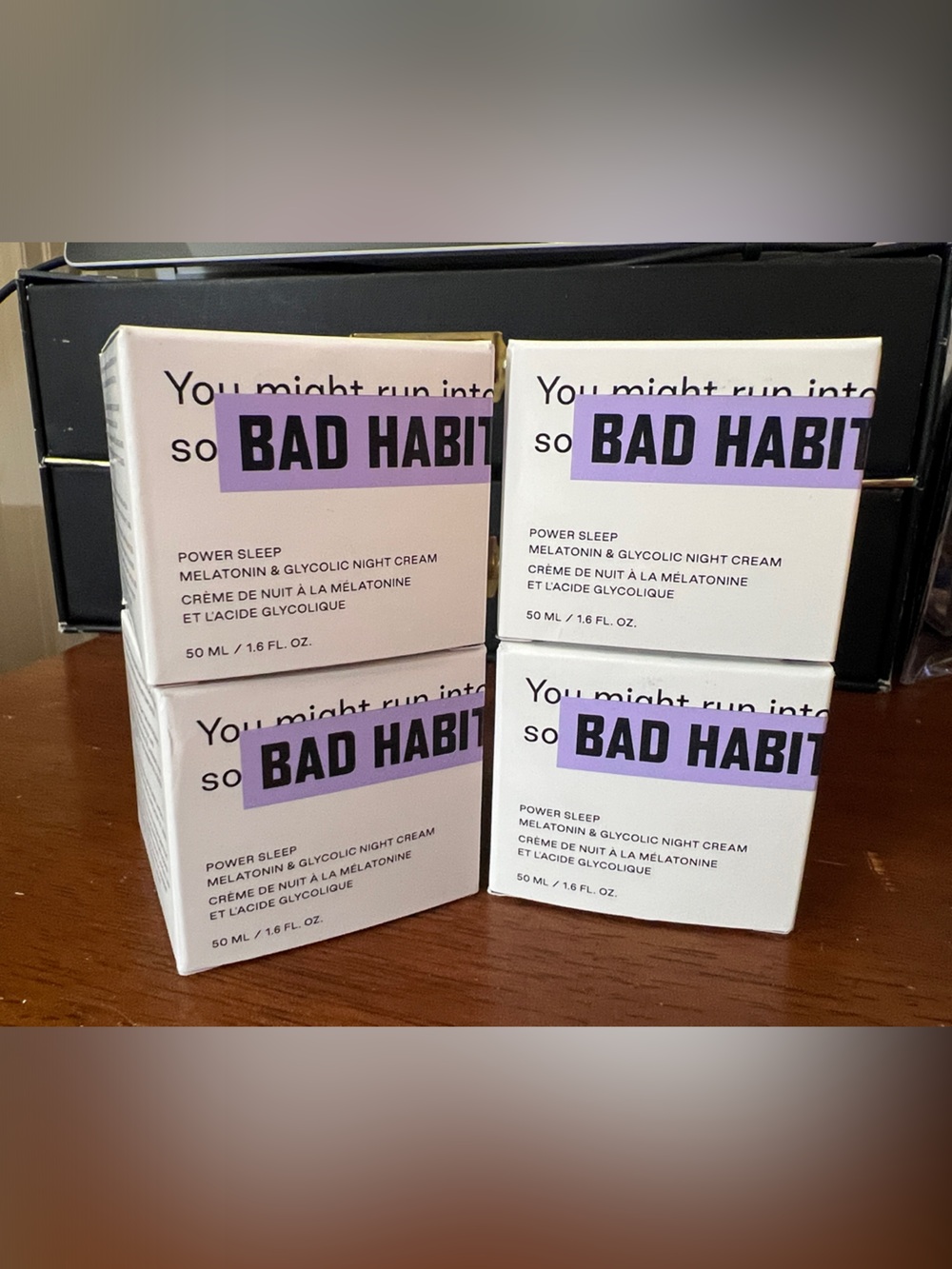 Set of (4) 1.6 fl oz BAD HABIT Power Sleep Night Cream, melatonin and glycolic